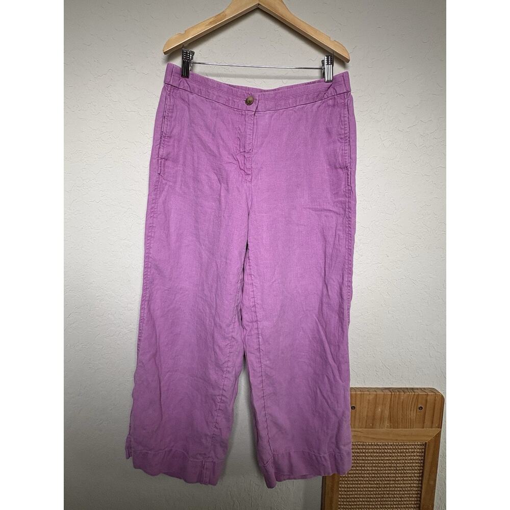 J. Jill Love Linen Wide Leg Trouser Pants Womens Small Crop Flat Front Pockets